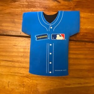 Vintage Blockbuster MLB Baseball Jersey Promo Koozie Drink Can Holder Blue